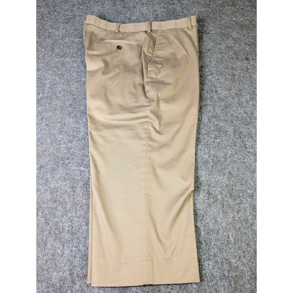 Haggar Premium No Iron Khaki Pants Mens 38x29 Classic Fit Tan Flat Front Stretch